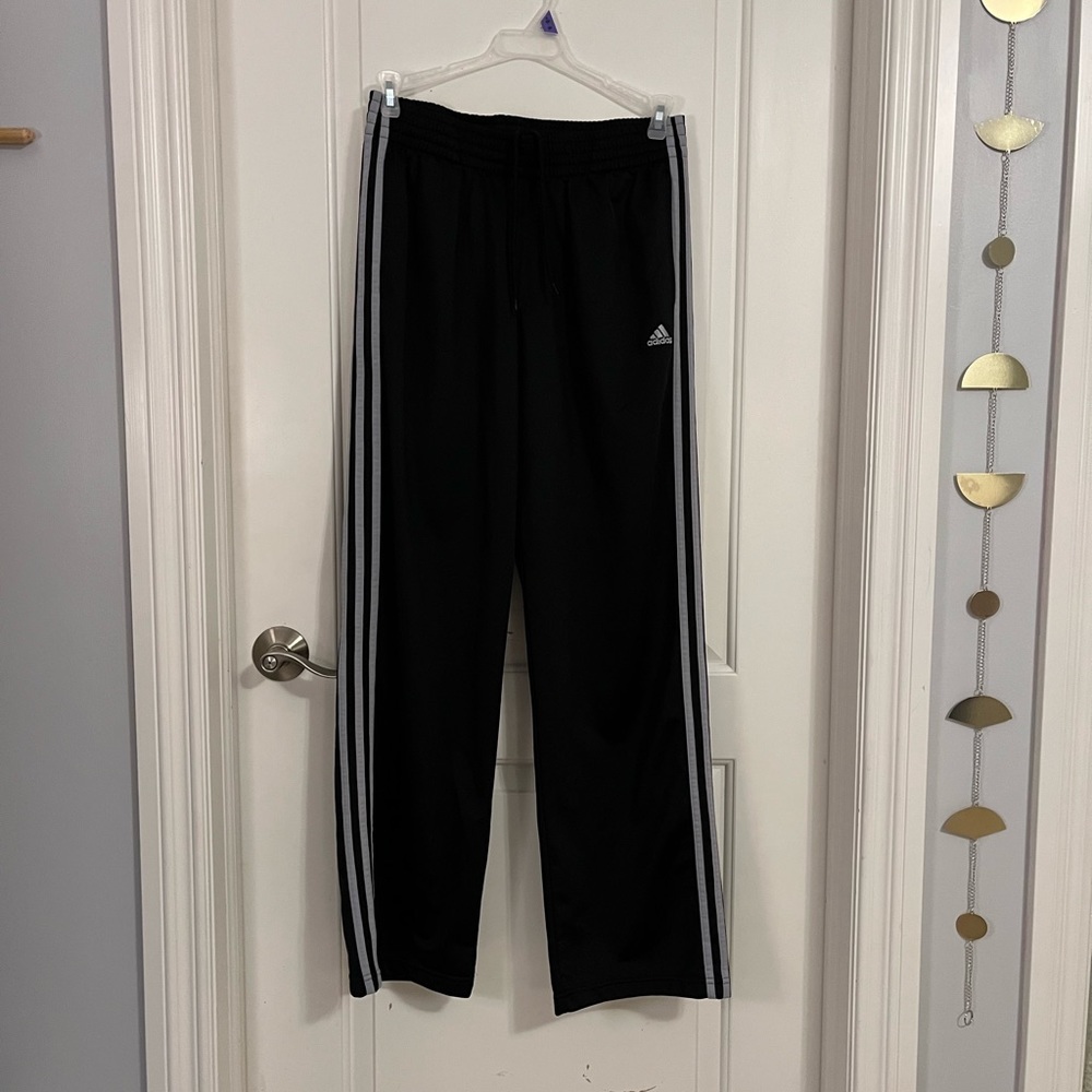 black and gray adidas sweatpants